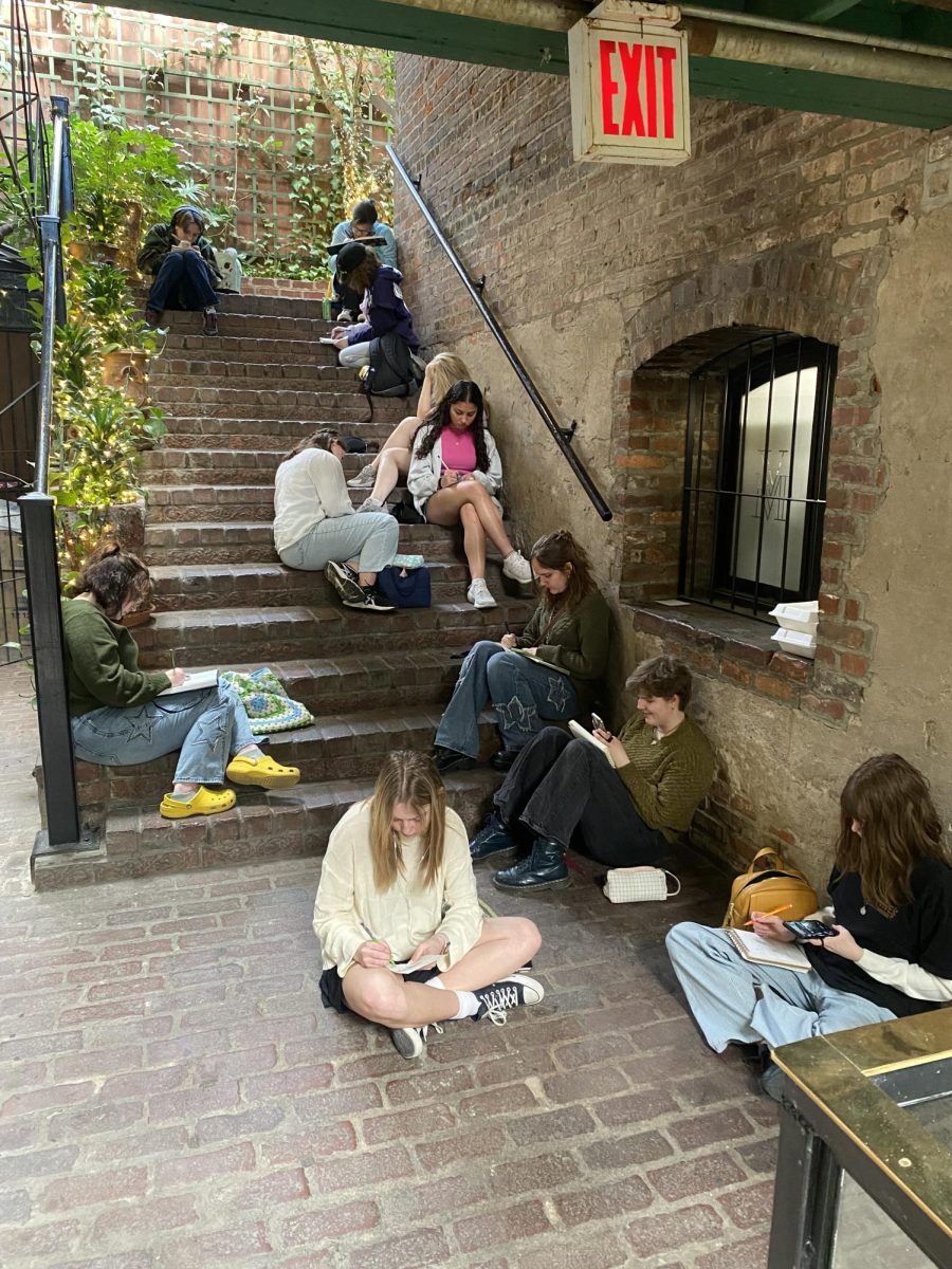Students drawing at the Old Market Passageway