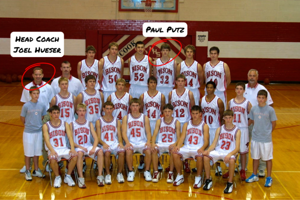 Coach Joel Hueser and Paul Putz at McCook High School during the team picture. 