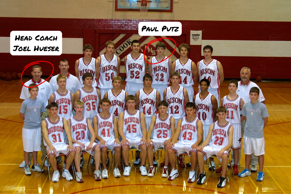 Coach Joel Hueser and Paul Putz at McCook High School during the team picture. 