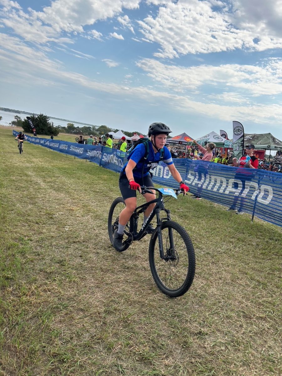 Lucena Hanna, 12th, bikes at Branched Oak. (courtesy photo: Elizabeth Hanna)